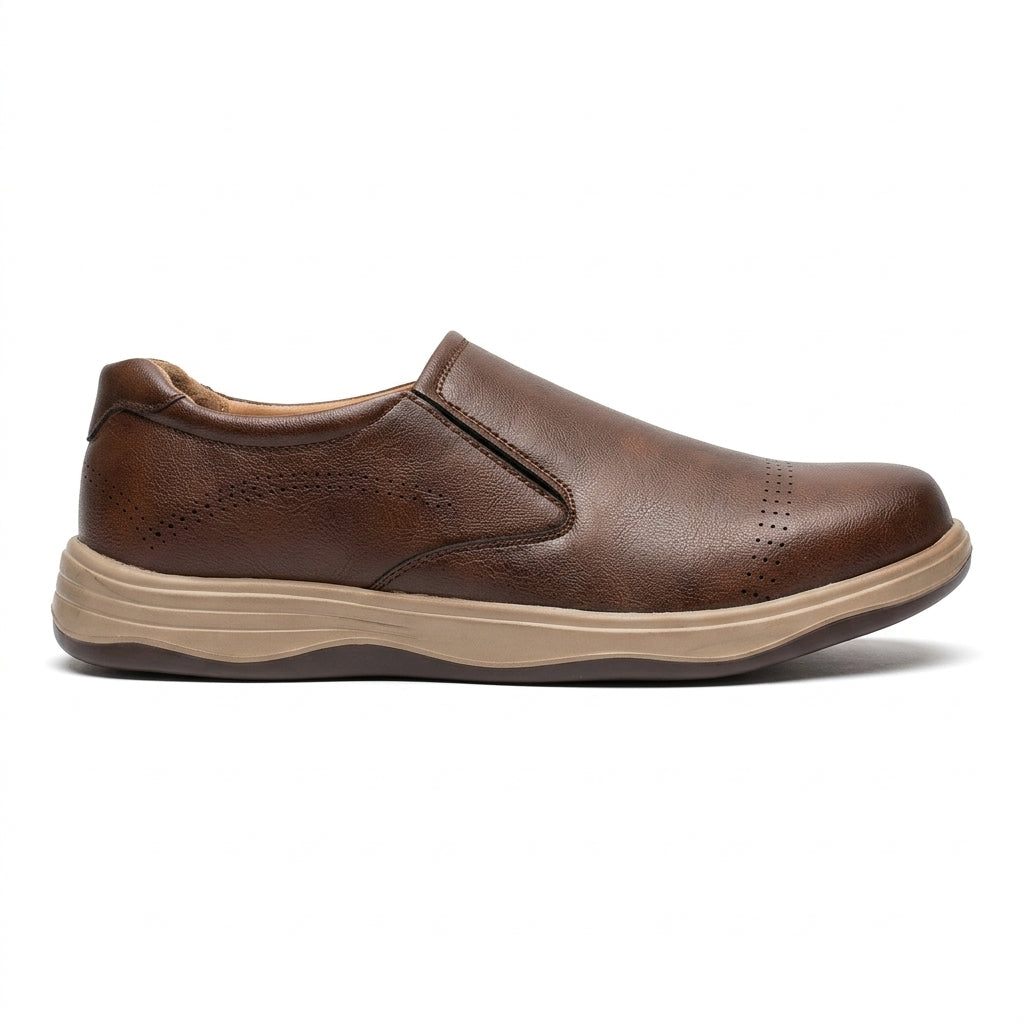 Men’s Black Comfort Slip-On Shoes | Lightweight Soft Sole | Diabetic-Friendly Walking Shoes