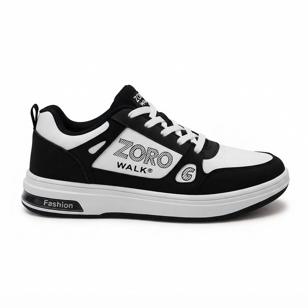 Men's Stylish Black & White Casual Sneakers – Comfortable Everyday Shoes