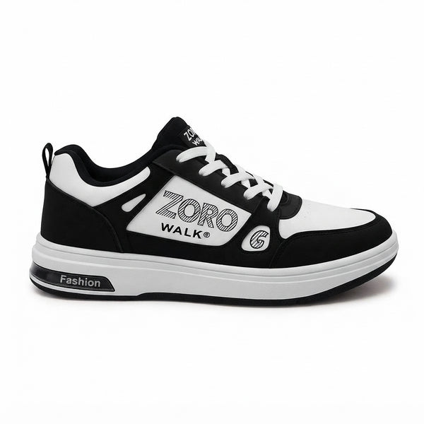 Men's Stylish Black & White Casual Sneakers – Comfortable Everyday Shoes